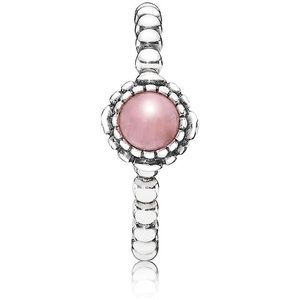 Pandora October Birthstone Pink Opal Sterling Silver Ring